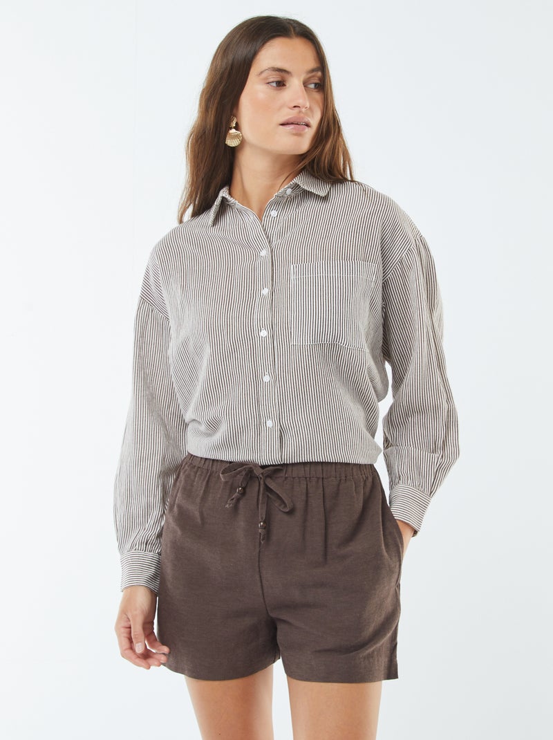 Short de mezcla de lino Marron - Kiabi