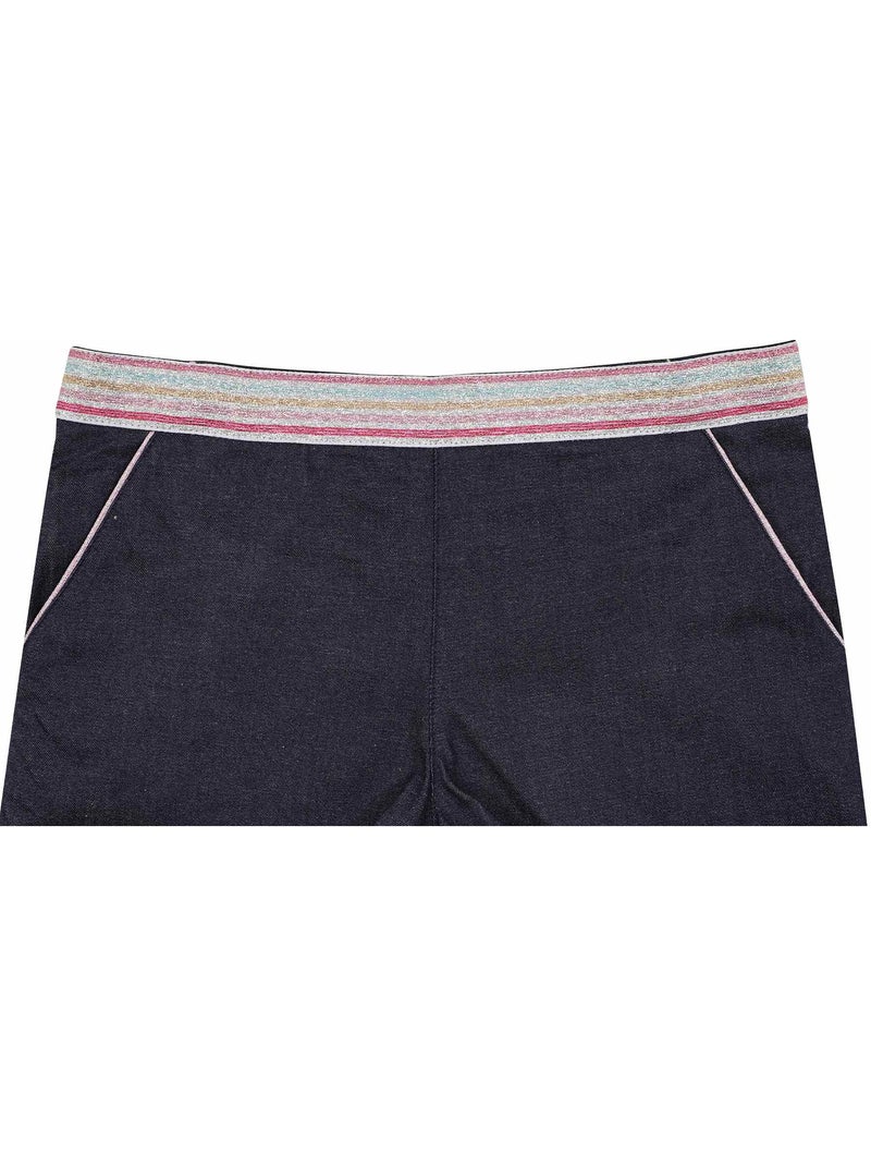 Short de Mezclilla Intertemporada para Niña | Cinturón con Brillos | POUPETTE Azul oscuro - Kiabi
