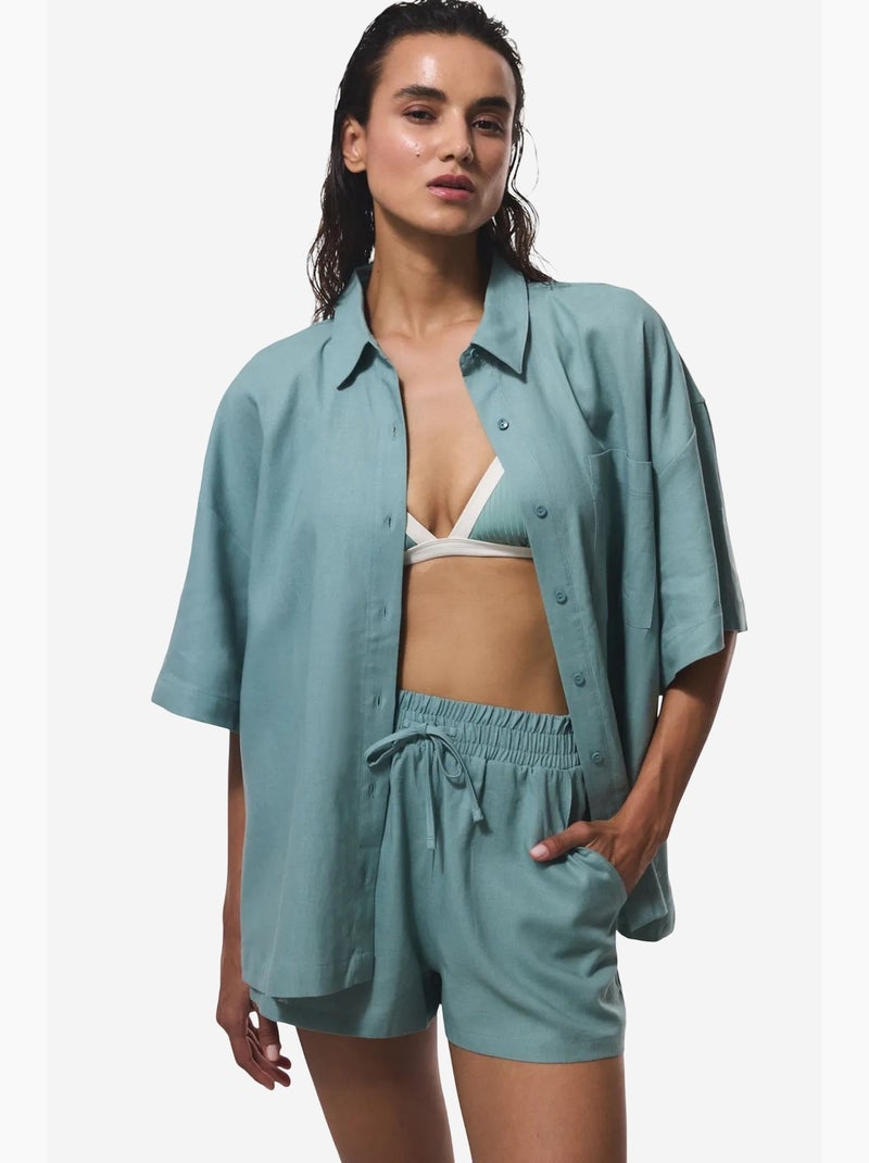 Short de mujer con cintura elástica y tiro medio penti Verde - Kiabi