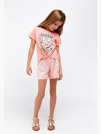 Short de niña cuadros en naranja