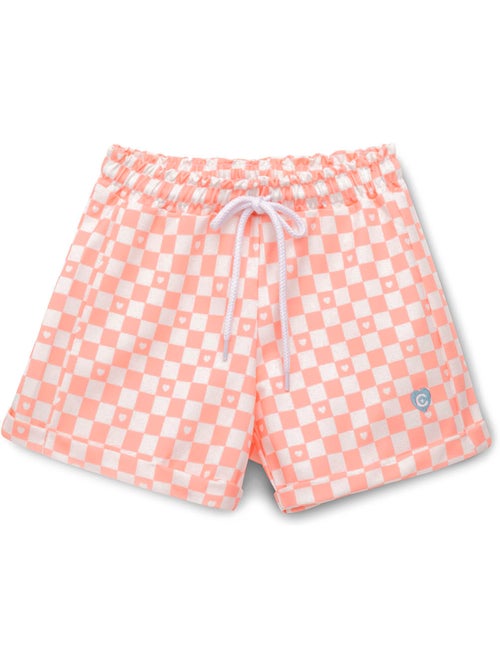 Short de niña cuadros en naranja - Kiabi