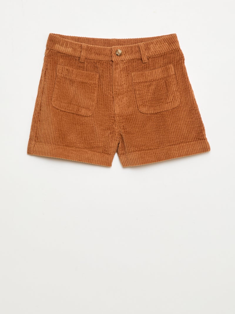 Short de pana con 2 bolsillos de parche Marron - Kiabi