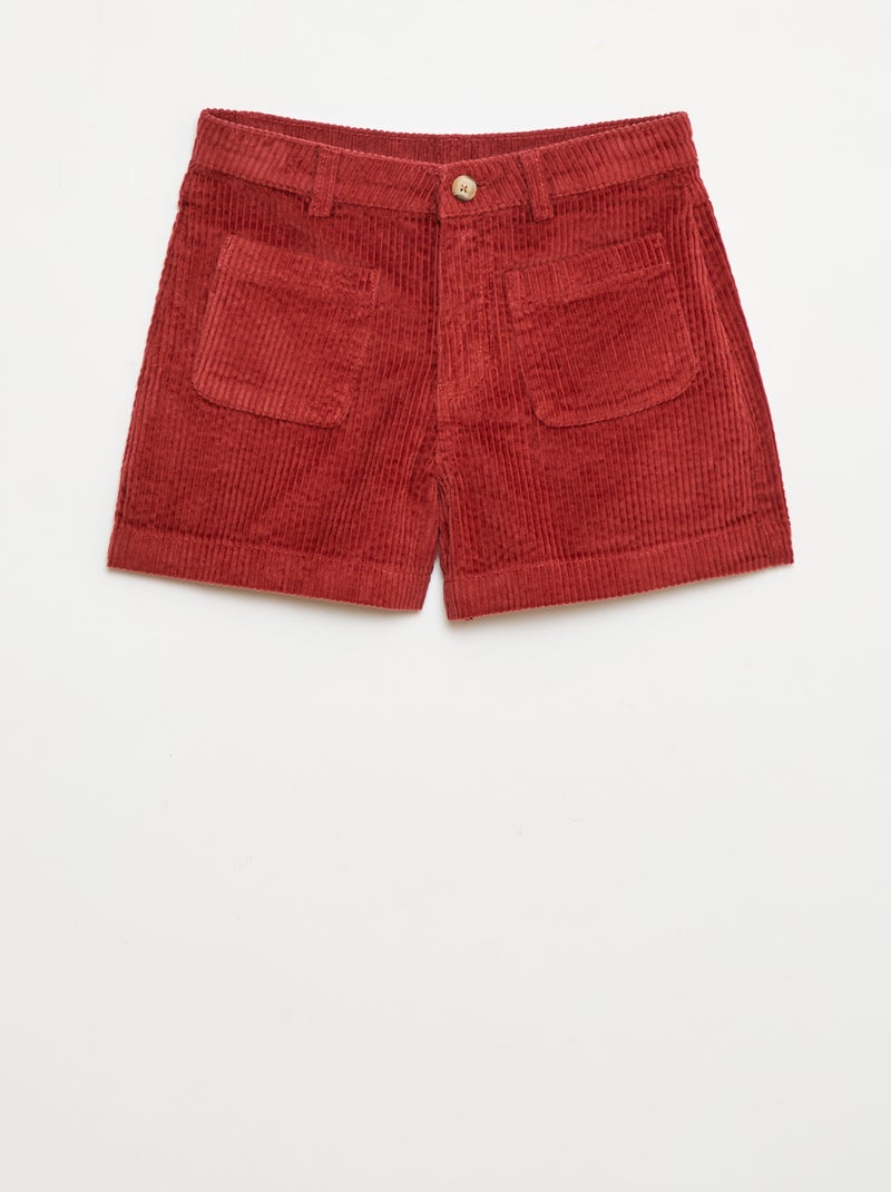 Short de pana con 2 bolsillos de parche Rojo - Kiabi