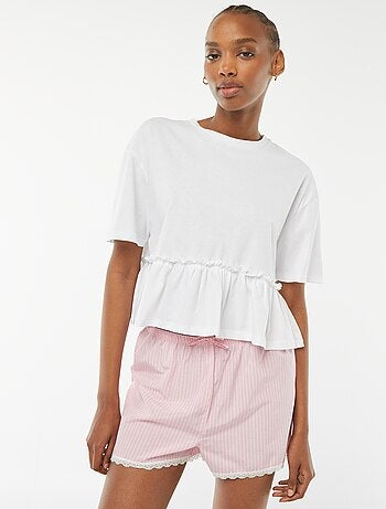 Short de pijama con bajo de encaje