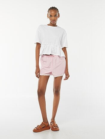 Short de pijama con bajo de encaje