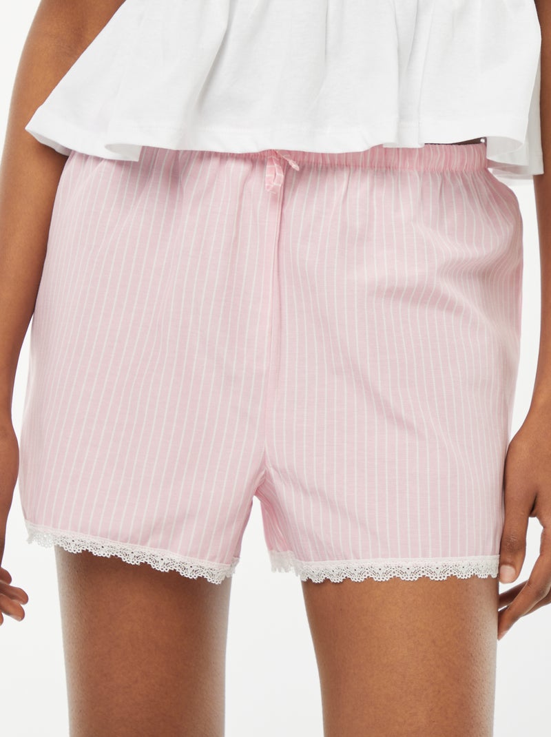 Short de pijama con bajo de encaje Rosa - Kiabi