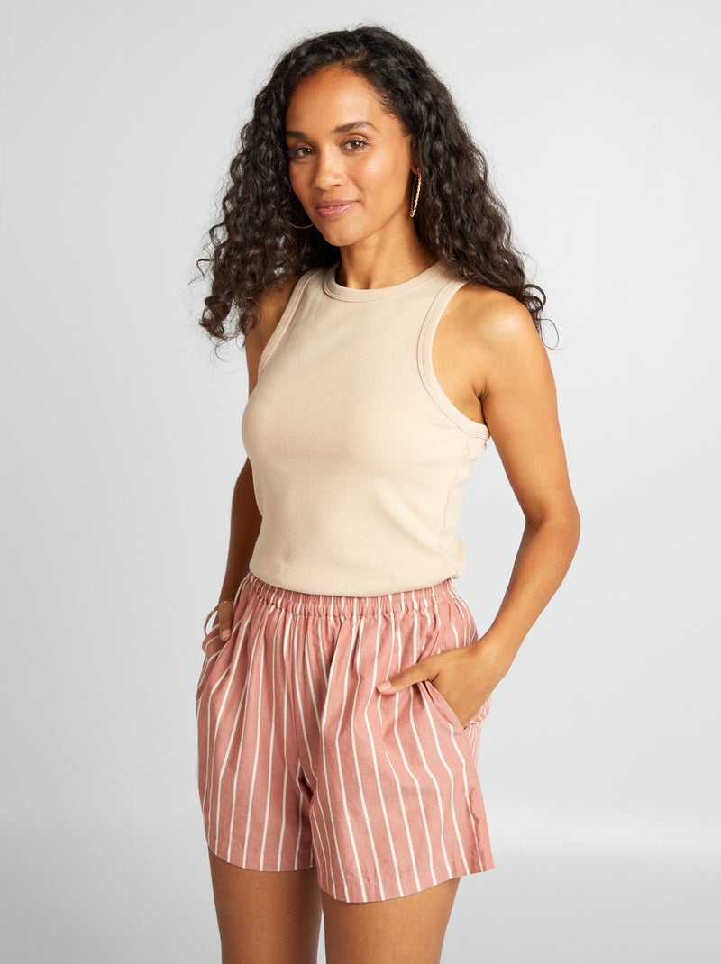 Short de popelina a rayas NARANJA - Kiabi