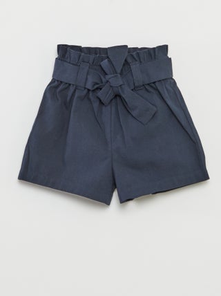 Short de popelina con cinturón