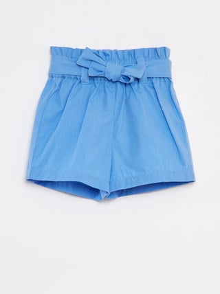 Short de popelina con cinturón