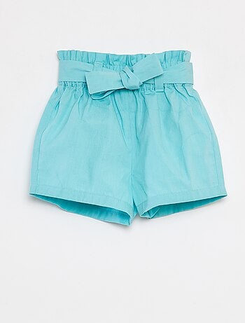 Short de popelina con cinturón