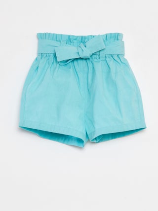 Short de popelina con cinturón