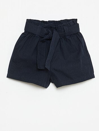 Short de popelina con cinturón para anudar