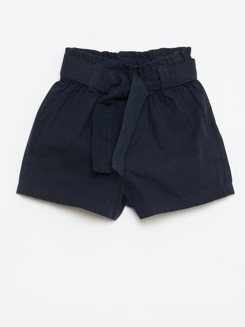 Short de popelina con cinturón para anudar - Kiabi