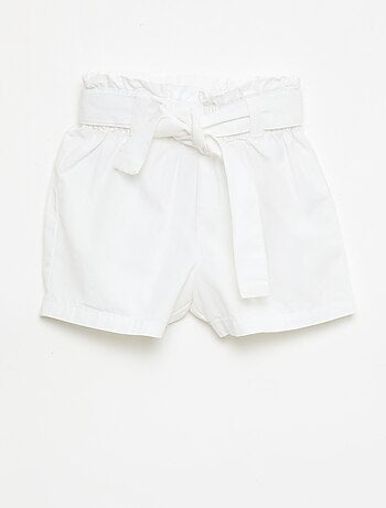 Short de popelina con cinturón para anudar