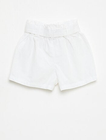 Short de popelina con cinturón para anudar