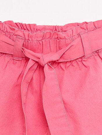 Short de popelina con cinturón para anudar