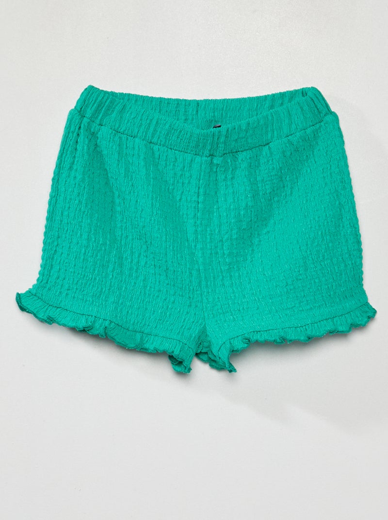 Short de punto fruncido Verde - Kiabi