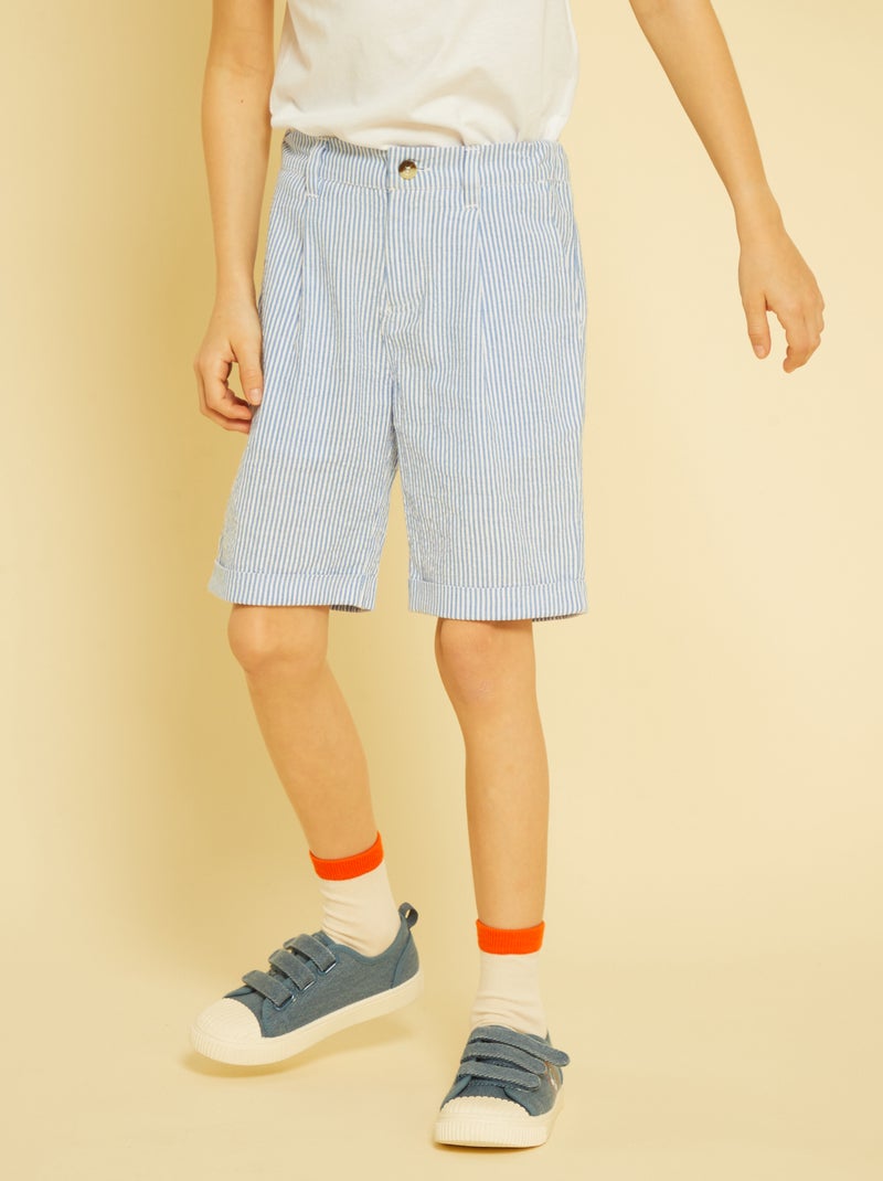 Short de punto gofrado AZUL - Kiabi