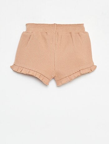 Short de punto gofrado con bordes ondulados