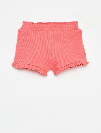 Short de punto gofrado con bordes ondulados