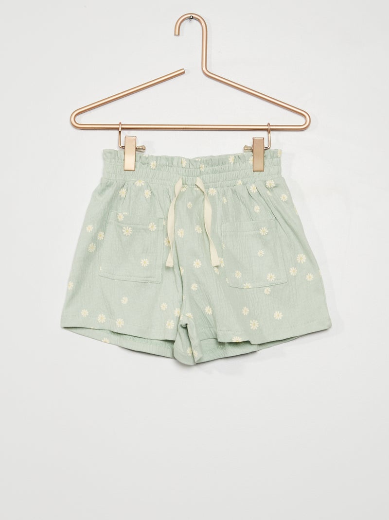 Short de punto gofrado con estampado de 'flores' AZUL - Kiabi