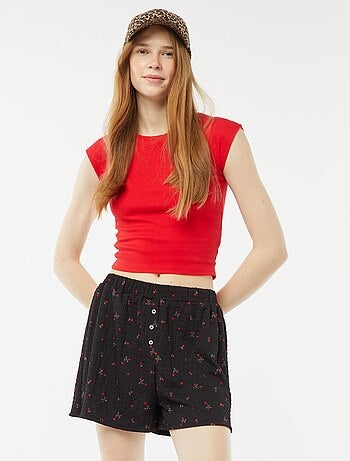 Short de punto gofrado con estampado