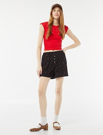 Short de punto gofrado con estampado