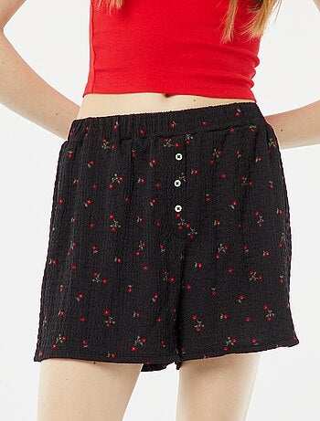 Short de punto gofrado con estampado