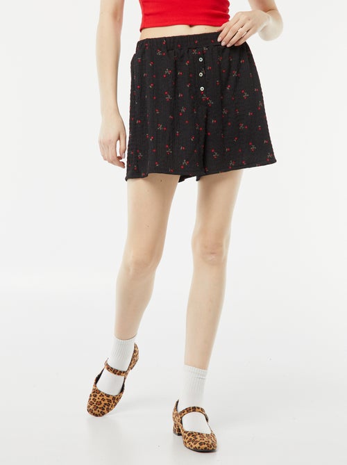 Short de punto gofrado con estampado - Kiabi