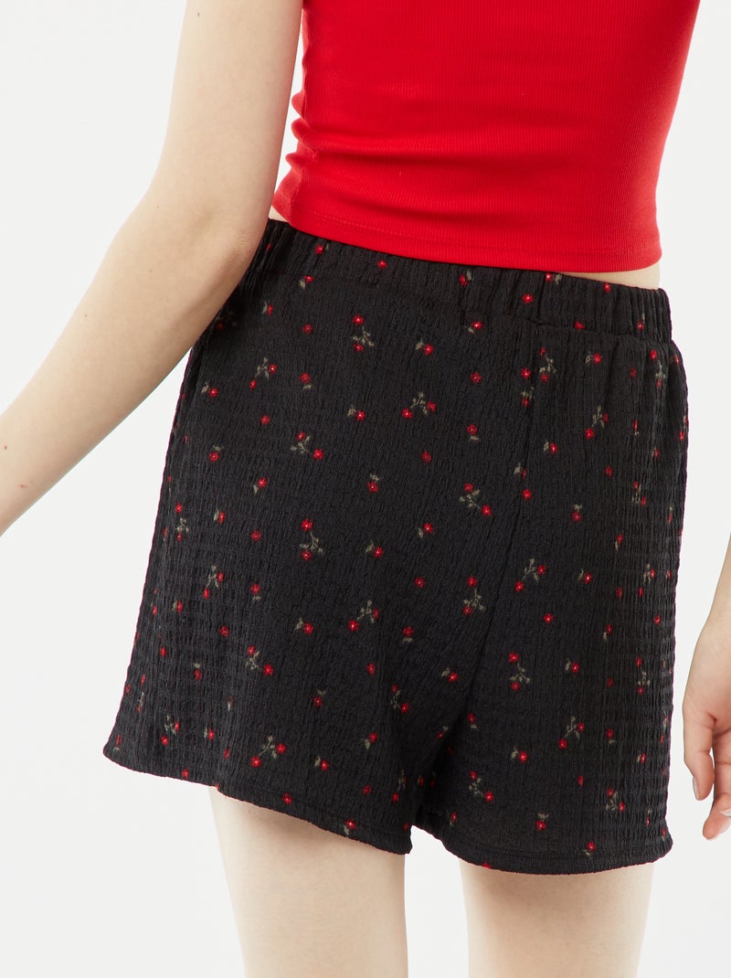 Short de punto gofrado con estampado NEGRO - Kiabi
