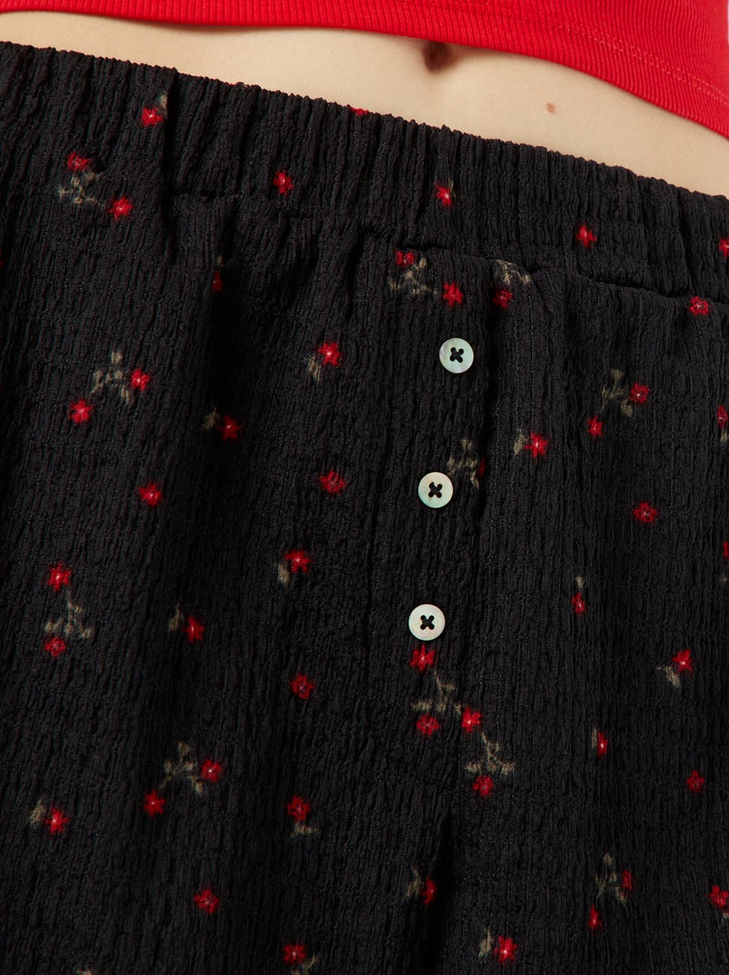 Short de punto gofrado con estampado NEGRO - Kiabi