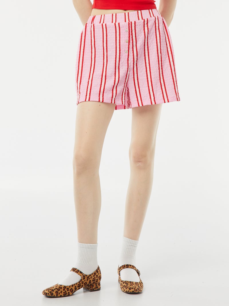 Short de punto gofrado con estampado ROSA - Kiabi