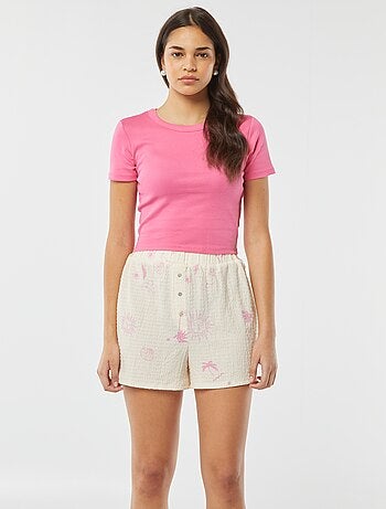 Short de punto gofrado con estampado