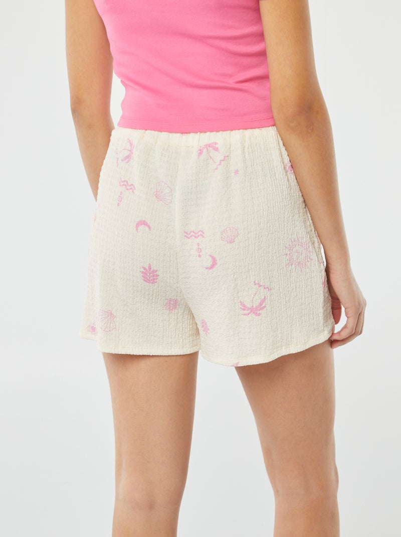 Short de punto gofrado con estampado ROSA - Kiabi