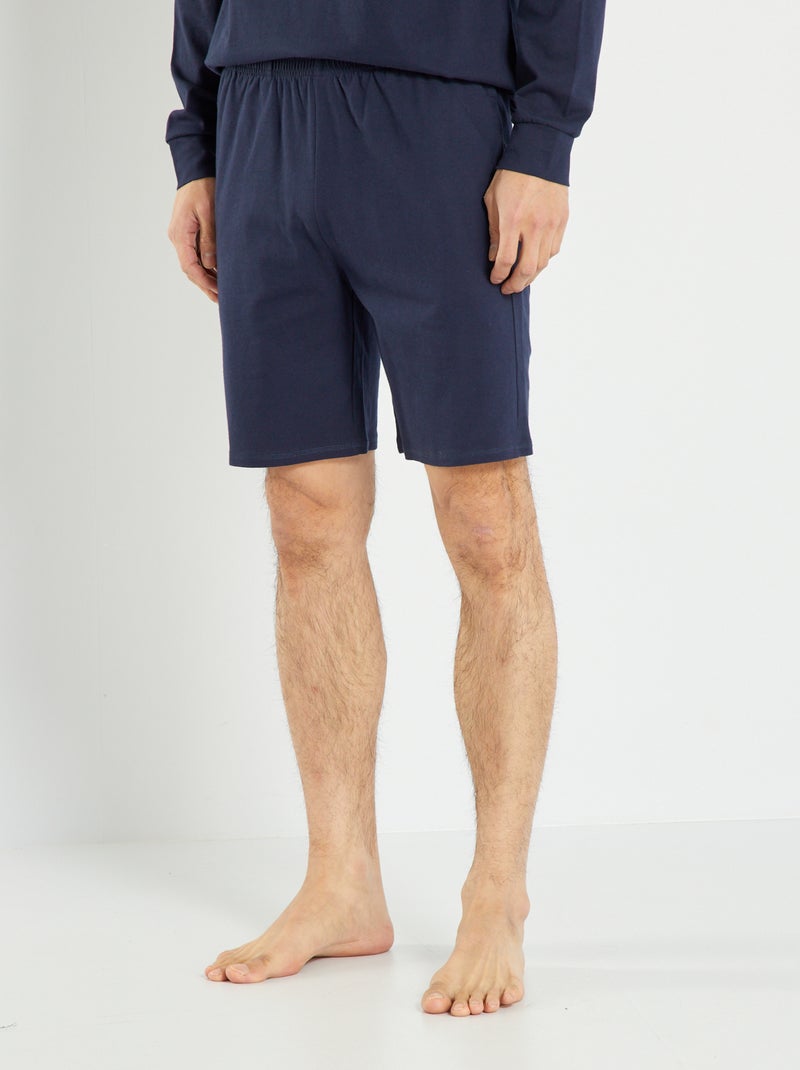 Short de punto liso azul - Kiabi