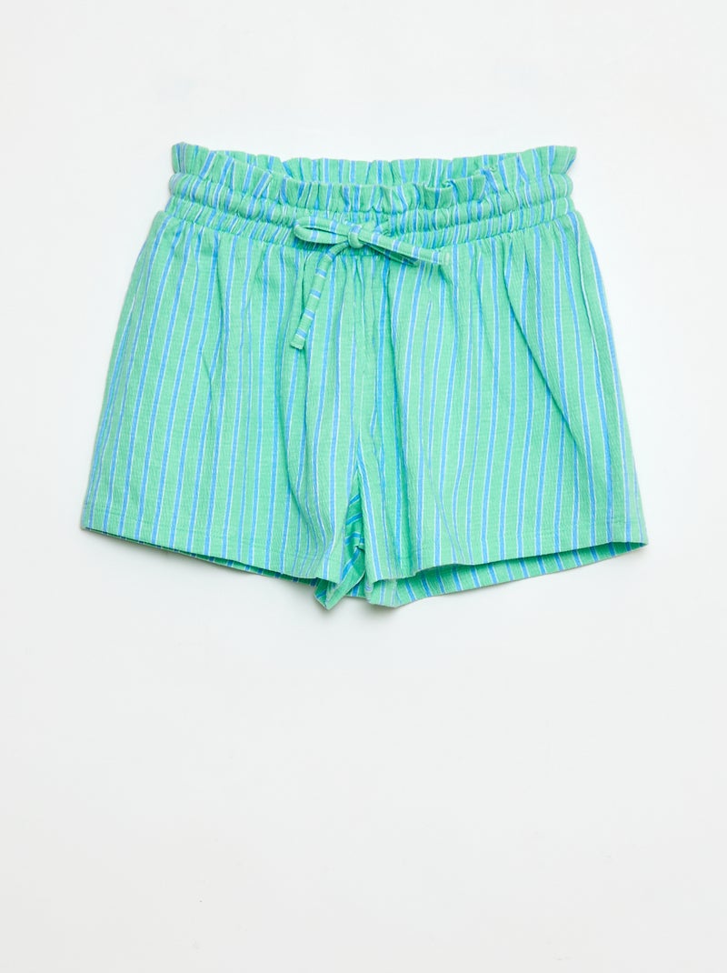 Short de rayas en punto crepé Verde - Kiabi