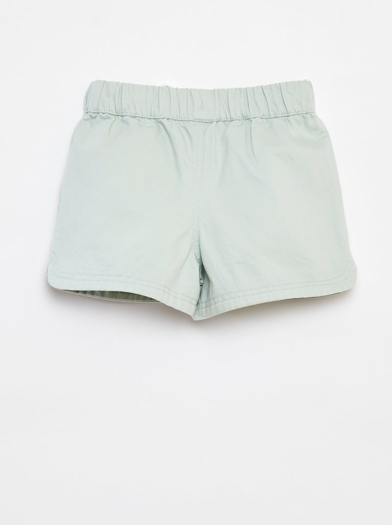 Short de sarga con cintura elástica azul - Kiabi