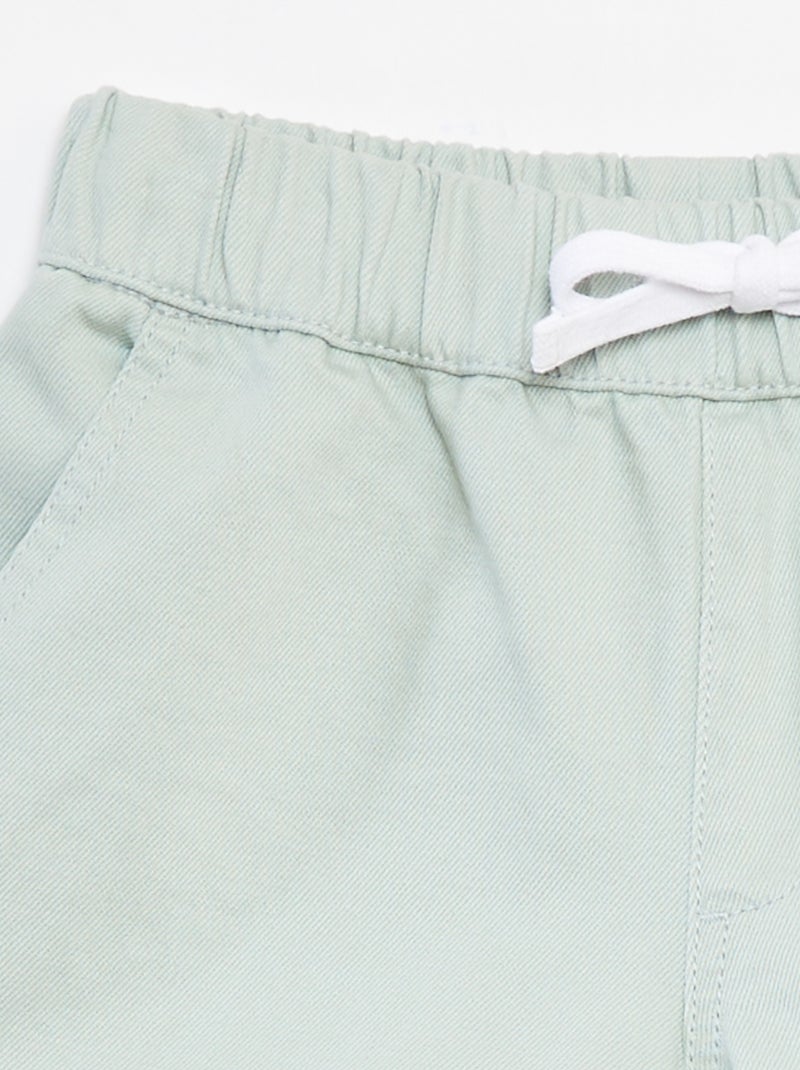 Short de sarga con cintura elástica azul - Kiabi