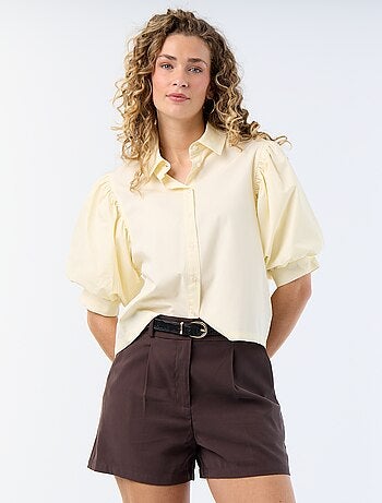 Short de sarga liso con 2 bolsillos