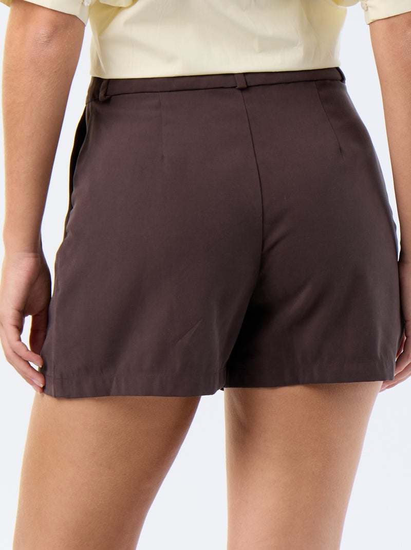 Short de sarga liso con 2 bolsillos Marron - Kiabi