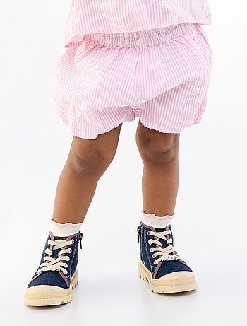 Short de seersucker a rayas