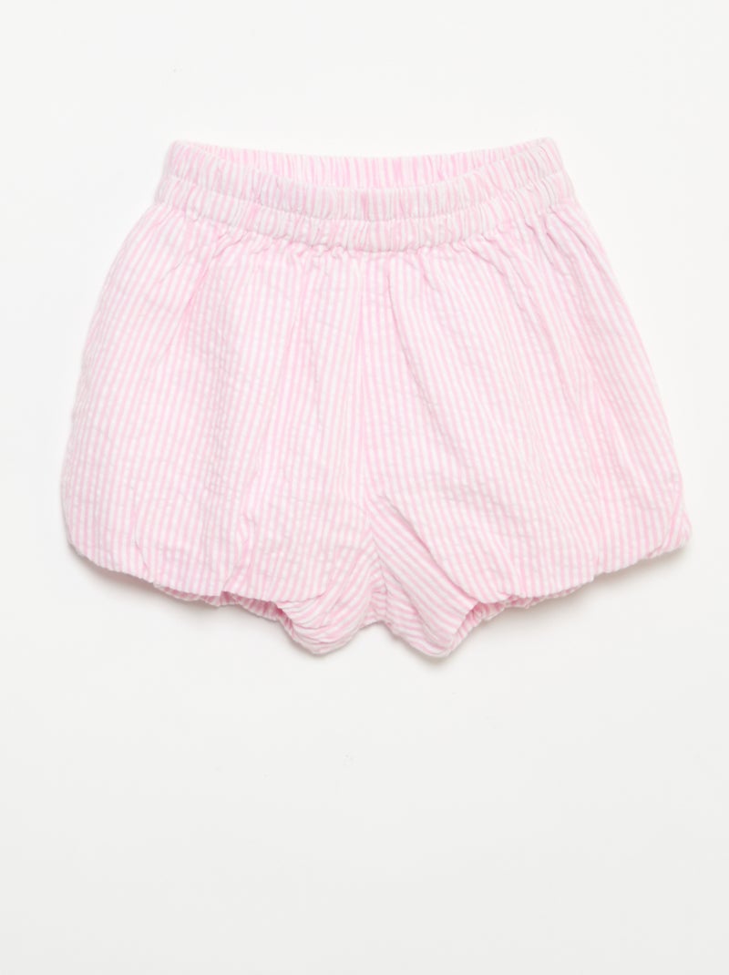 Short de seersucker a rayas Rosa - Kiabi