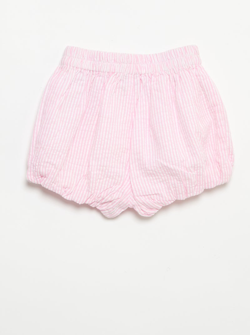 Short de seersucker a rayas Rosa - Kiabi