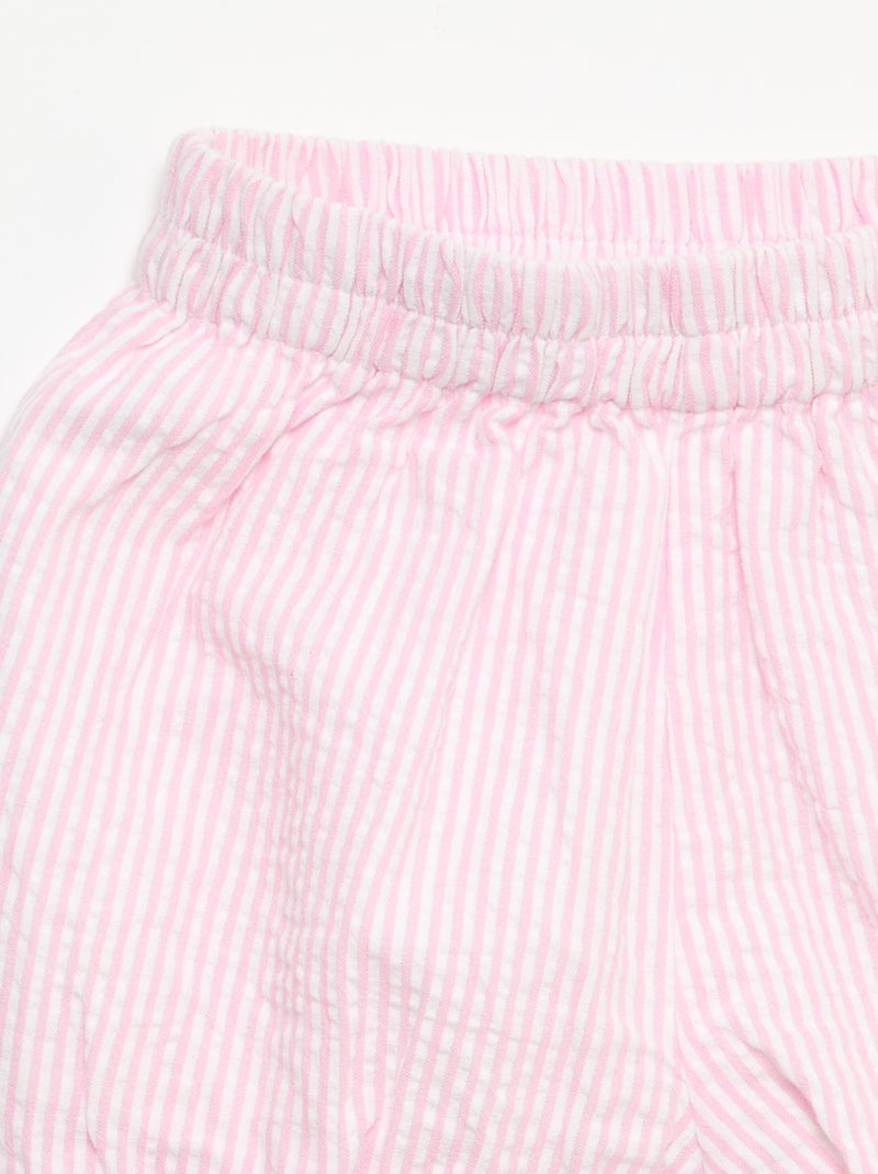 Short de seersucker a rayas Rosa - Kiabi