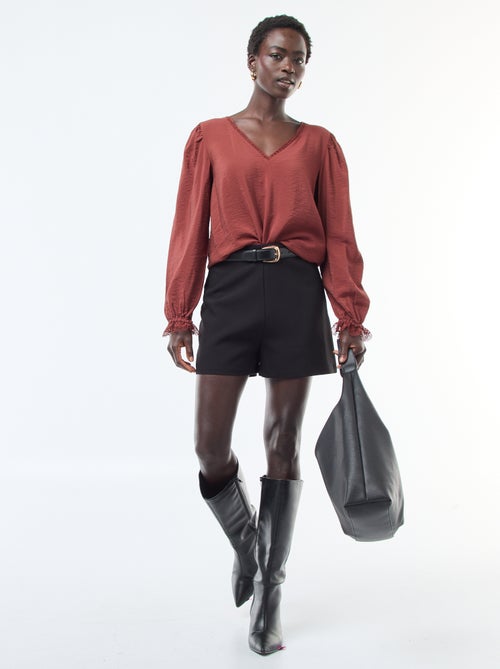 Short de talle alta liso - Kiabi