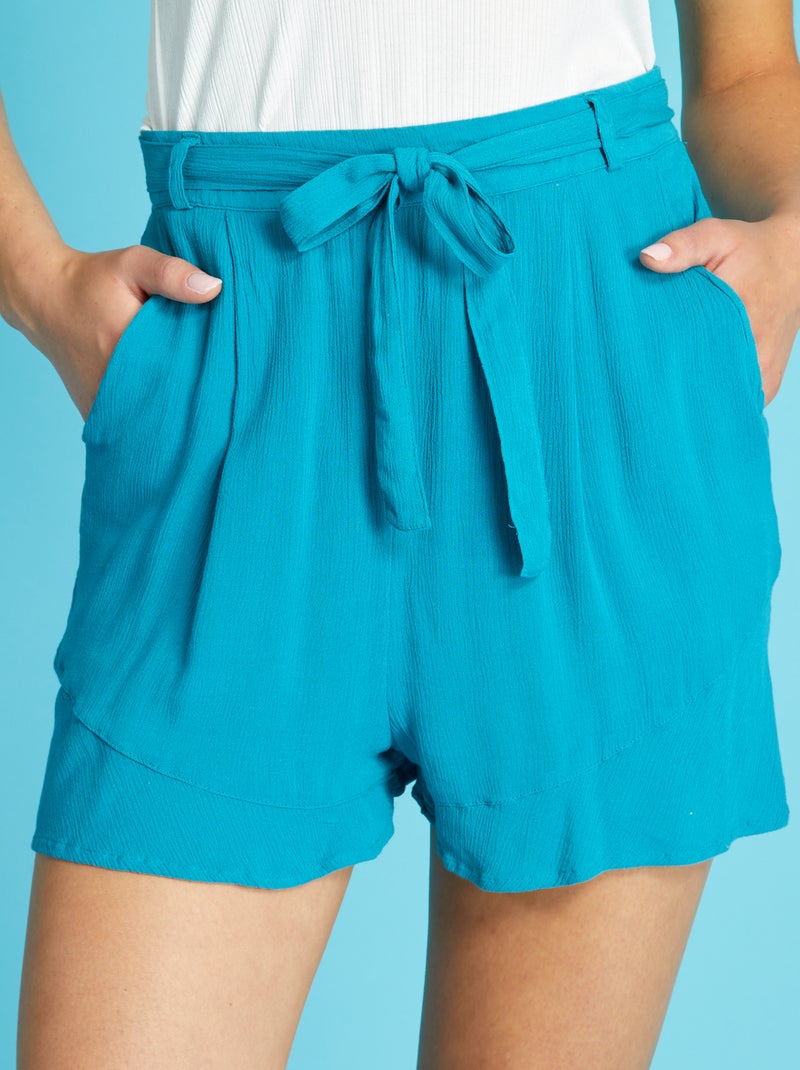 Short de tejido de crepé AZUL - Kiabi