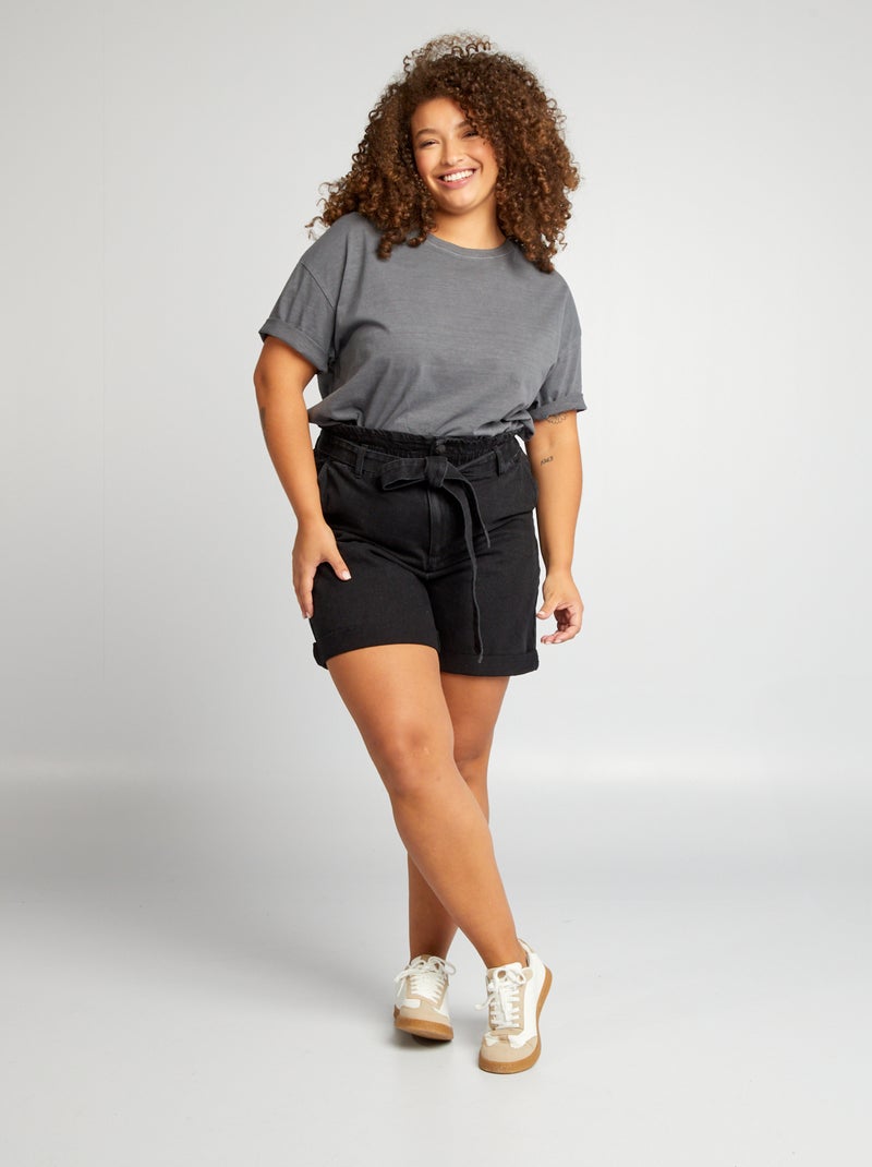 Short de tiro alto GRIS - Kiabi