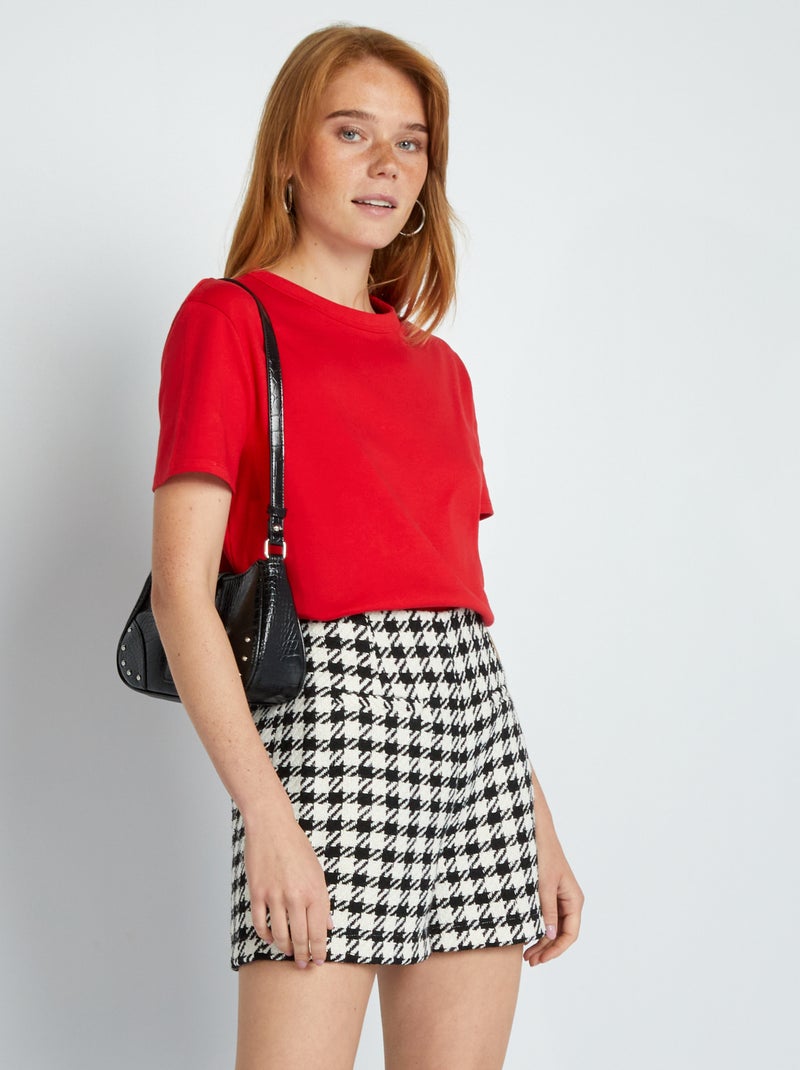 Short de tweed pata de gallo NEGRO - Kiabi