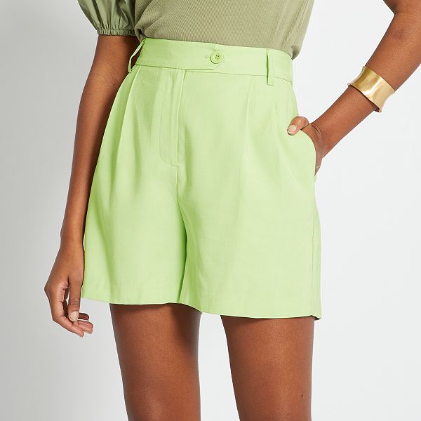 Short de viscosa con cintura elástica Mujer talla 34 a 48 - VERDE - Kiabi -  15,00€