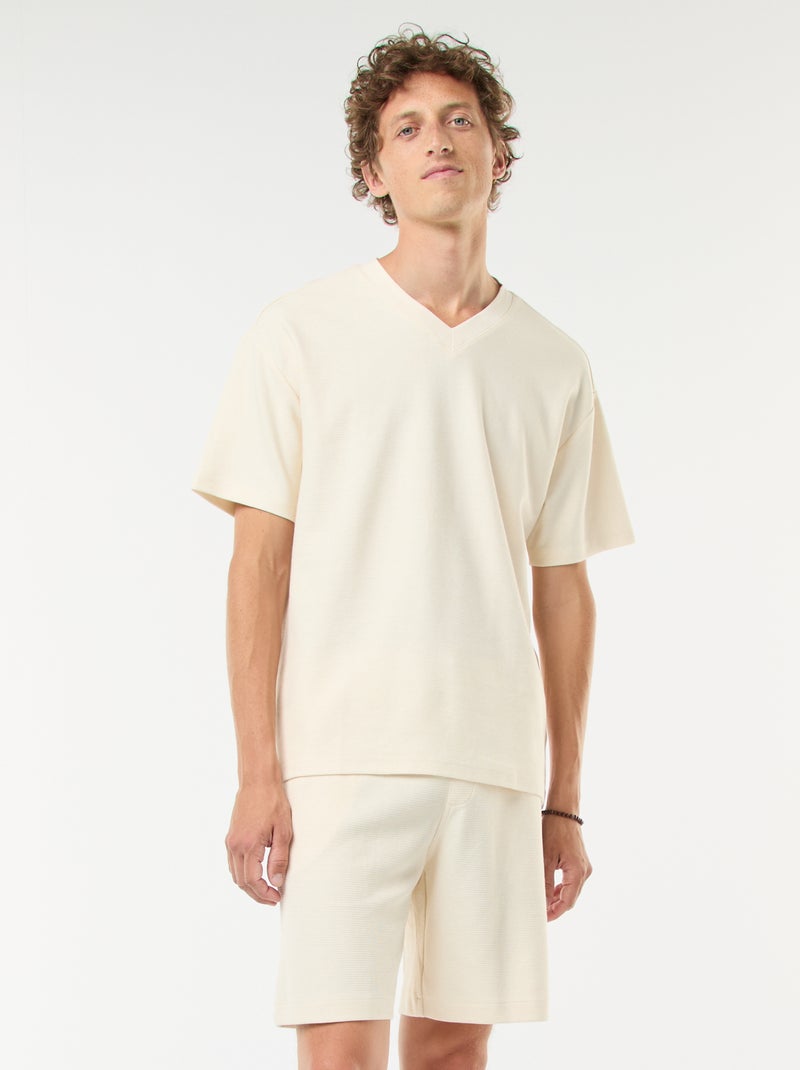 Short deportivo con bolsillos de punto Blanco - Kiabi